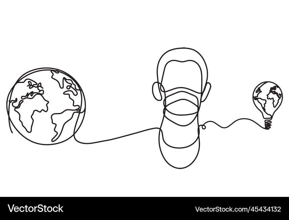 Abstract man face with mask and globe vector image