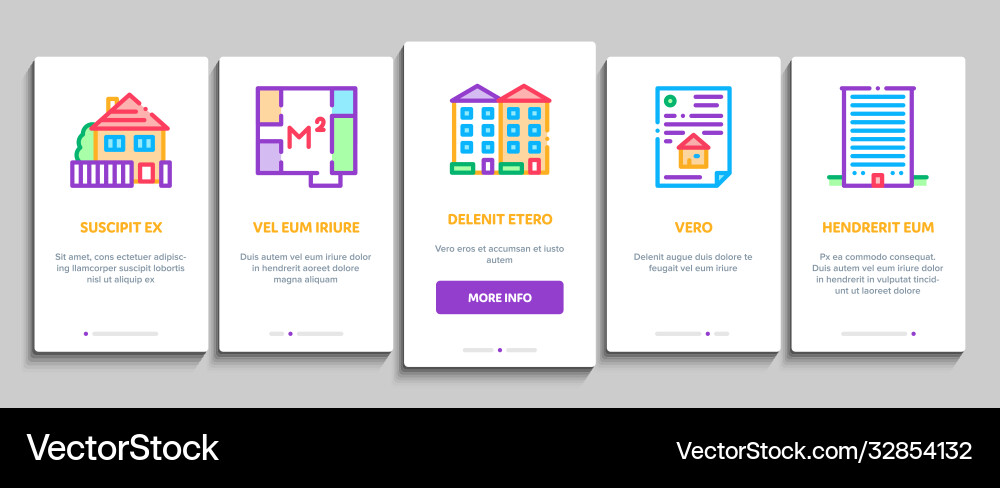 Apartment building onboarding elements icons set Apartment building onboarding elements icons set Vector Image