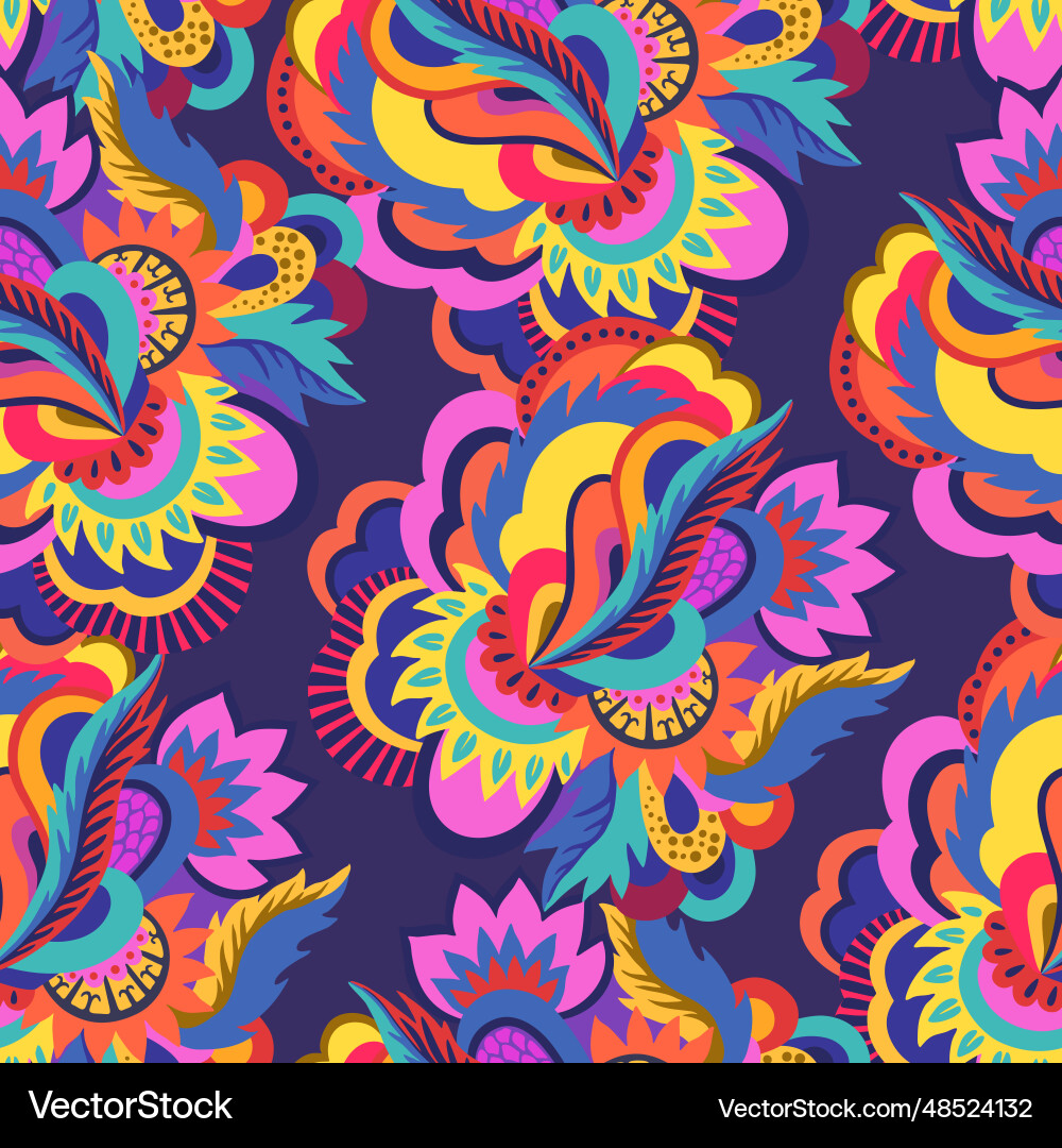 Bright seamless psychedelic pattern with abstract Vector Image