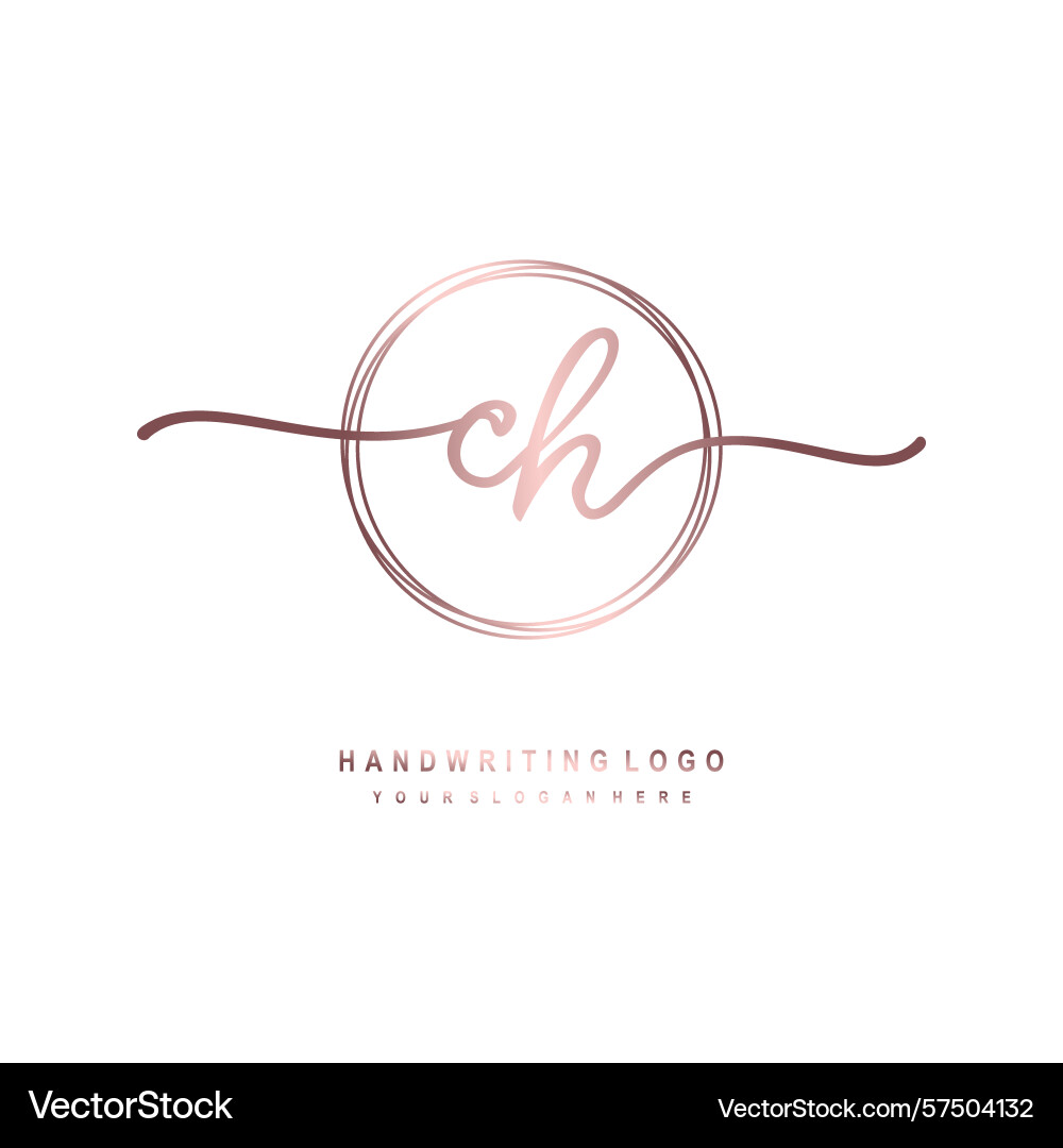 Ch initial handwriting logo with circular wave Vector Image