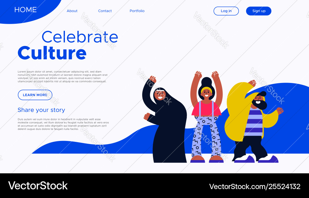 Diverse culture landing page template concept Vector Image