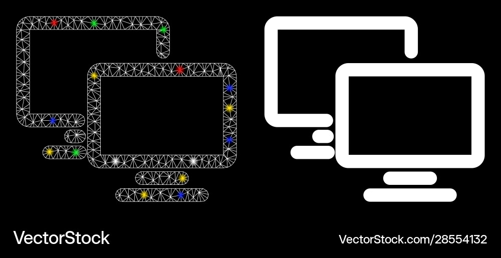 Flare mesh 2d computer workgroup icon with flash vector image