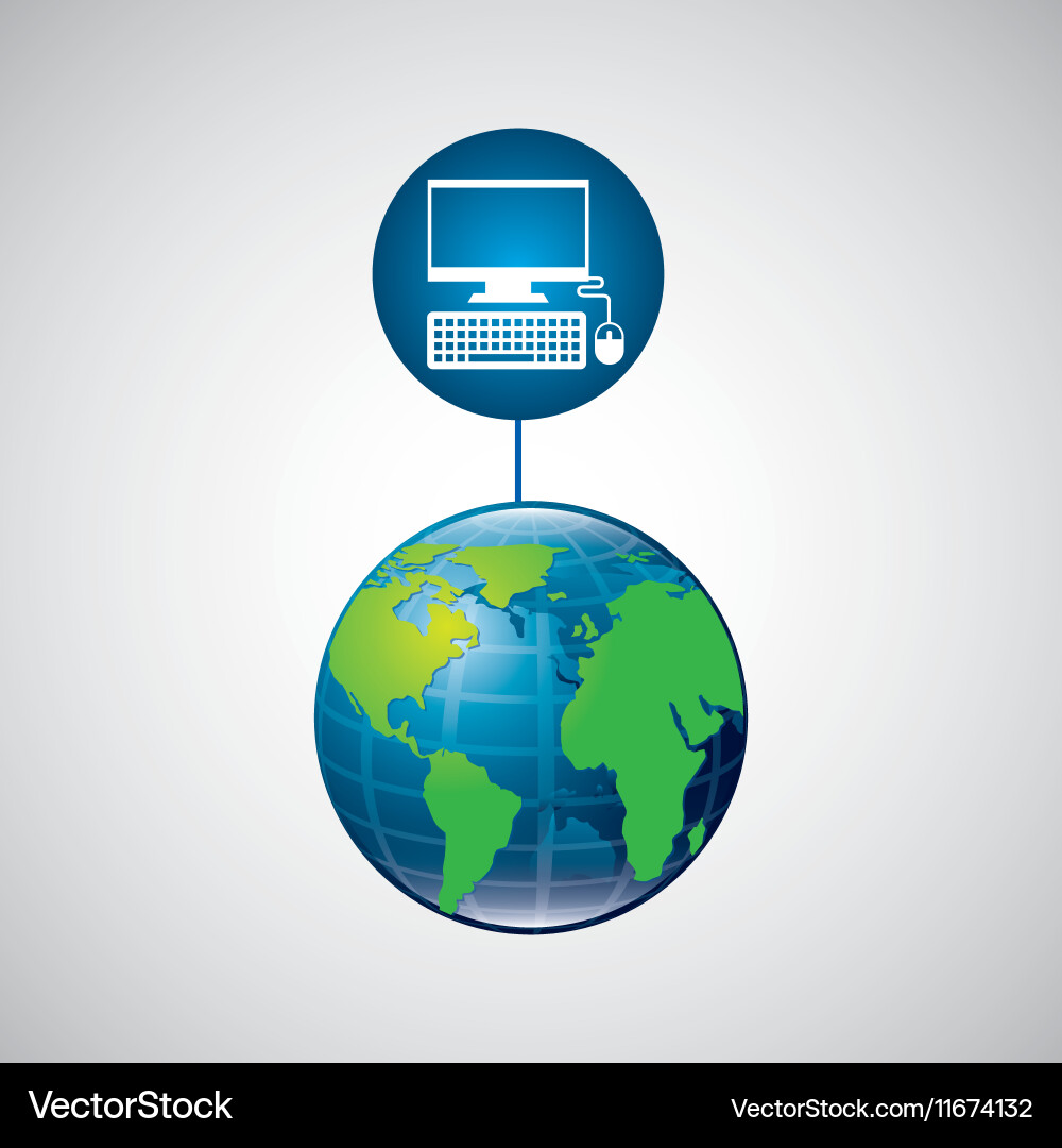Globe world computer connection service vector image