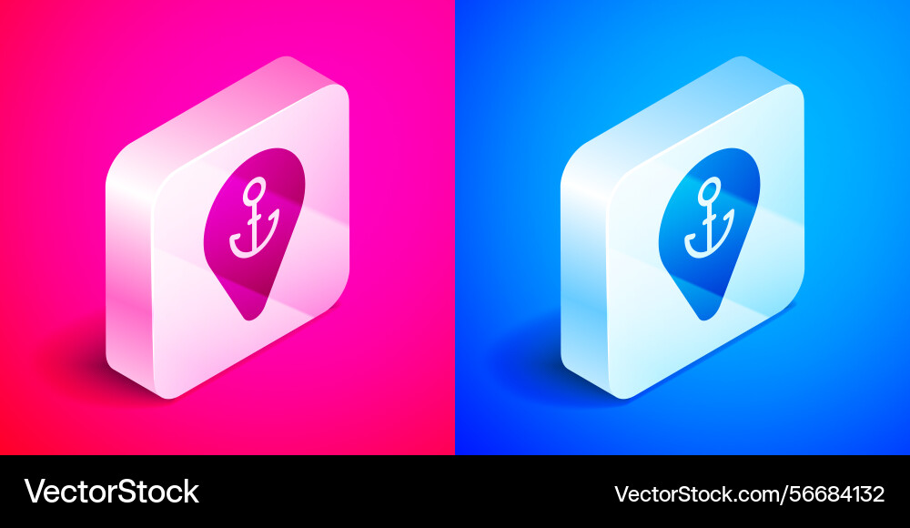 Isometric map pointer with anchor icon isolated Isometric map pointer with anchor icon isolated vector image