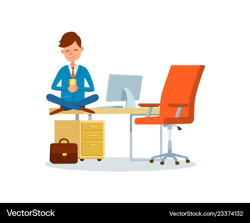 Mann arbeitet in Büroplatz Pause von Chef bei der Arbeit Mann arbeitet in Büroplatz Pause von Chef bei der Arbeit vektorbild