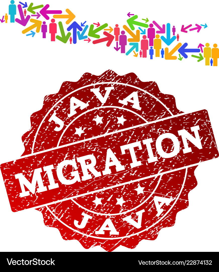 Migration composition of mosaic map java island Migration composition of mosaic map java island vector image