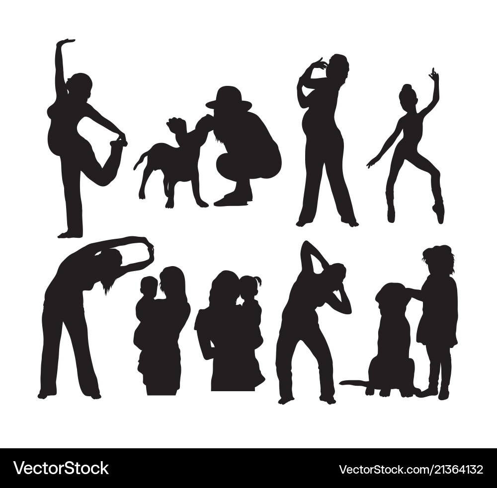 Mother and Child Silhouettes Vector Image