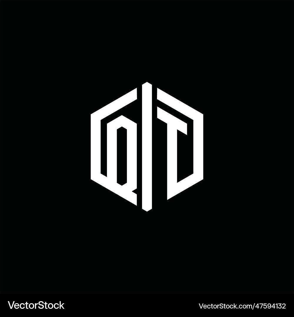 Qt letter logo monogram hexagon shape Vector Image