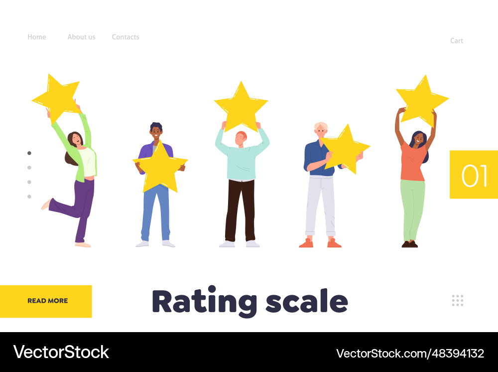 Rating scale landing page design template Rating scale landing page design template Vector Image