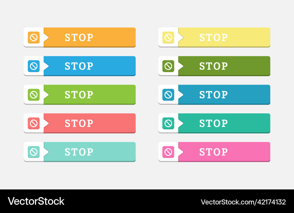 Set of colored buttons with a stop vector image