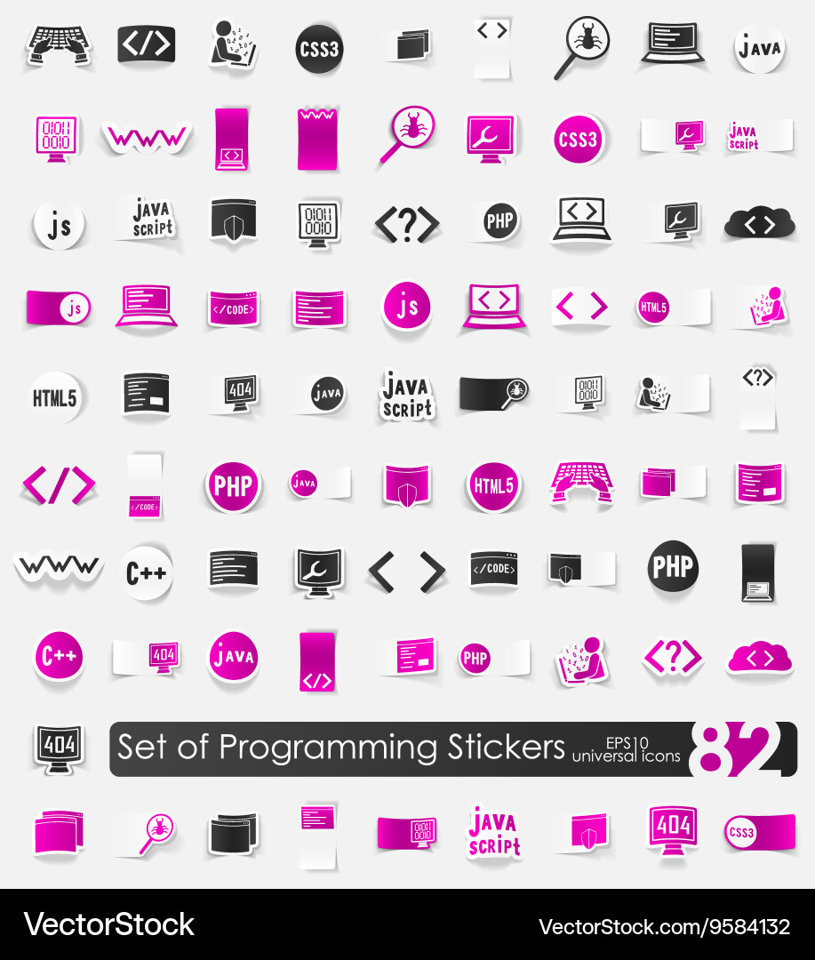 Set of programming stickers vector image