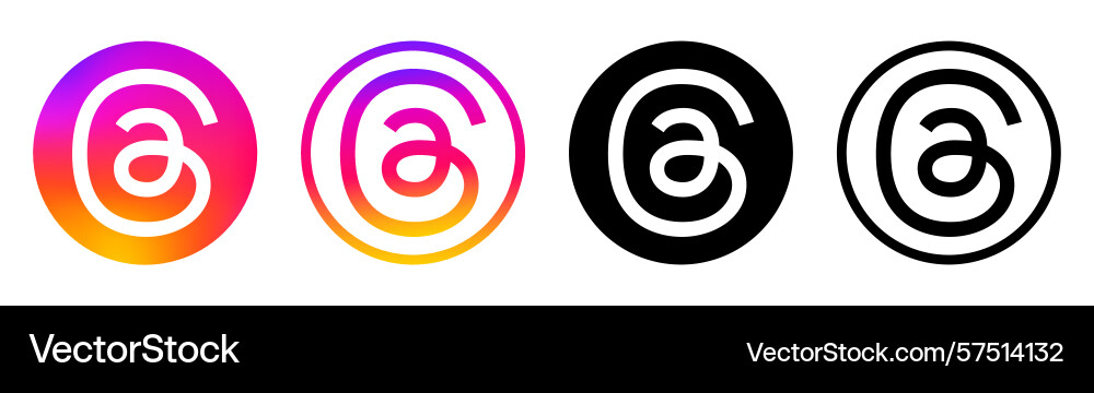 Set of round threads mobile app icons isolated Set of round threads mobile app icons isolated Vector Image