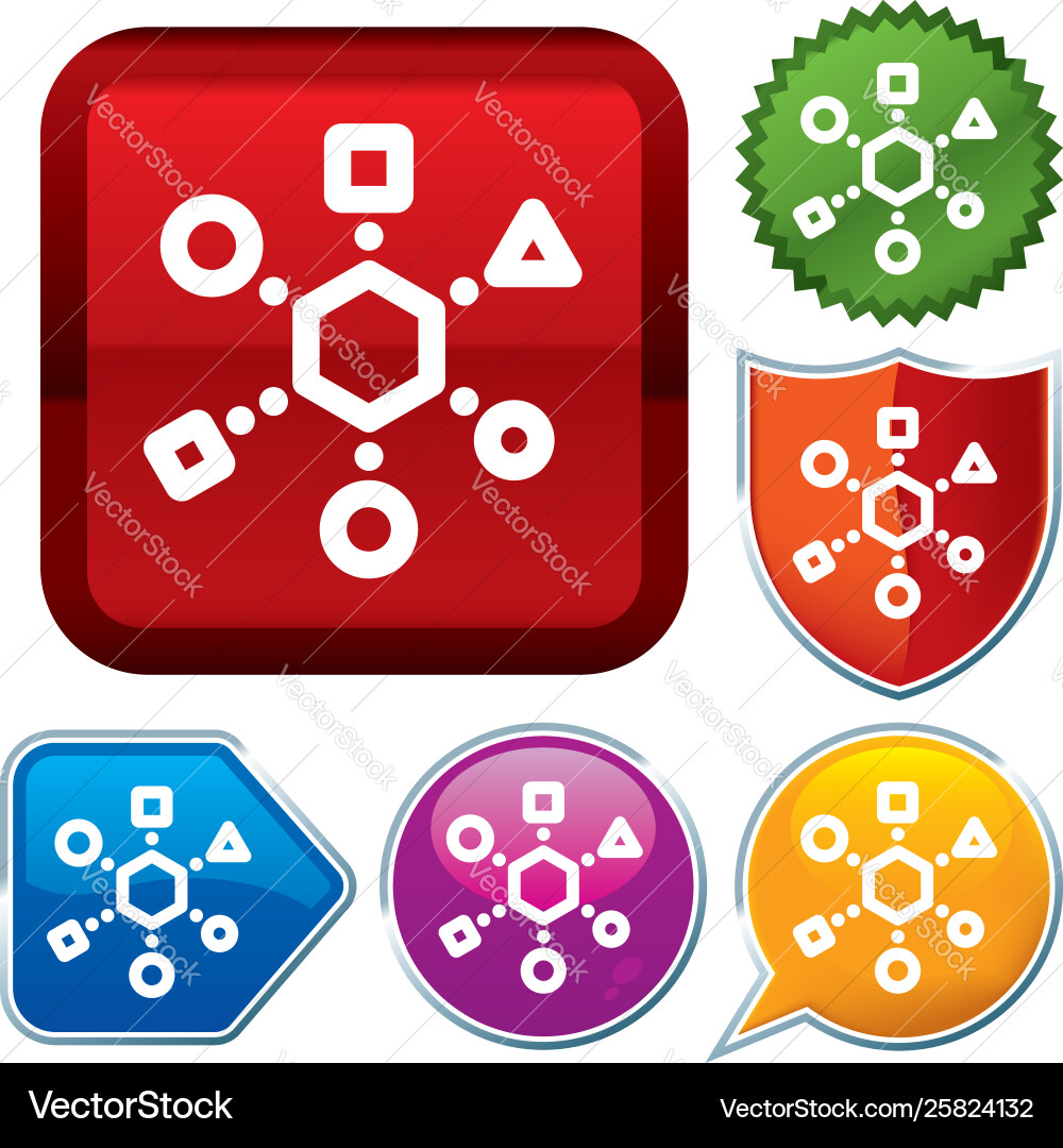 Set shiny icon series on buttons net vector image