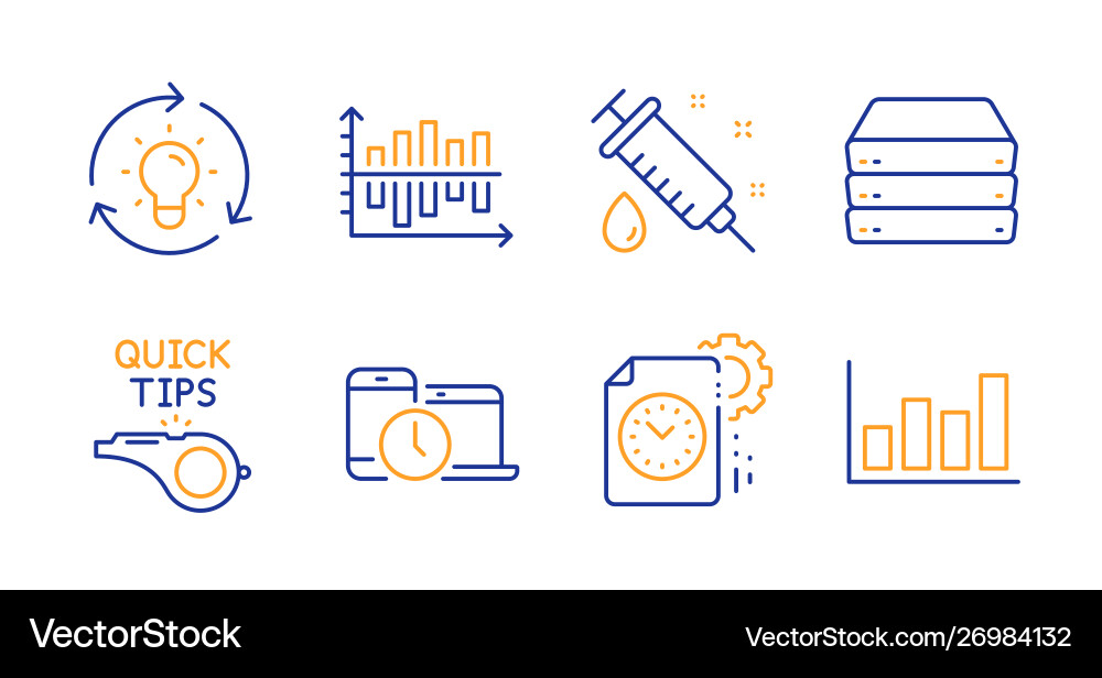Tutorials time management and servers icons set Tutorials time management and servers icons set Vector Image