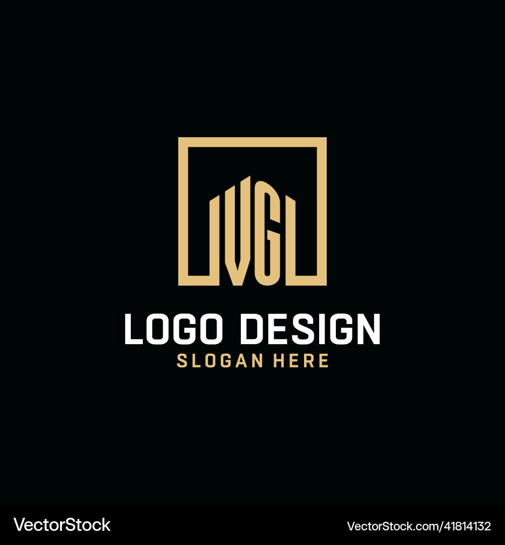 Vg initial monogram logo design with square shape Vector Image