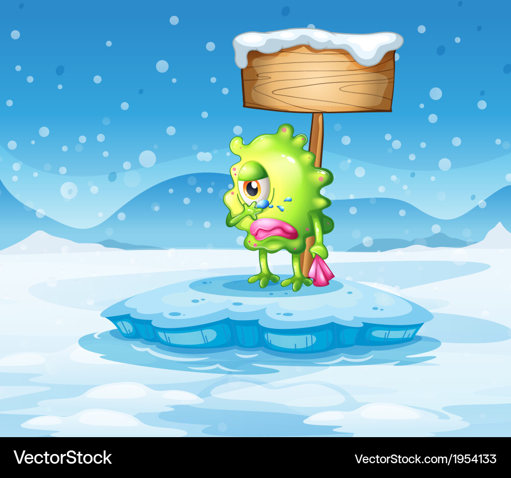 An iceberg with a sad monster under the empty Vector Image