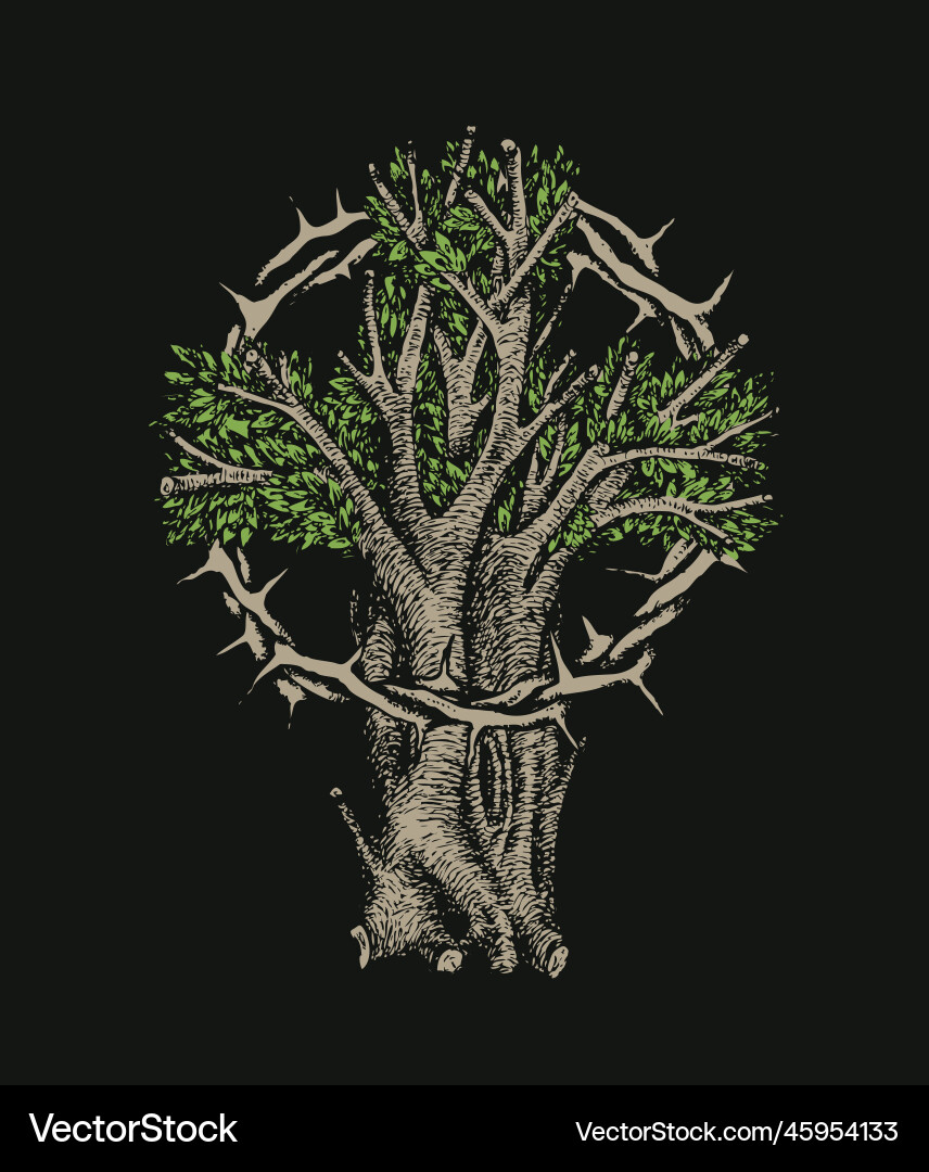 Christian cross in the form of a tree Vector Image