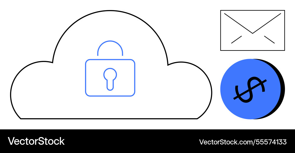Cloud security with email encryption and budget Cloud security with email encryption and budget vector image
