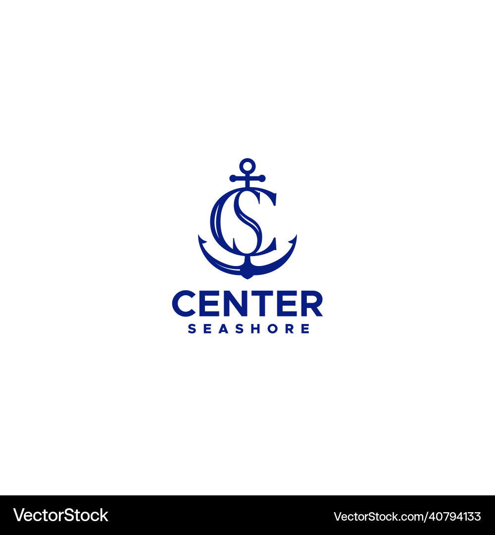 Flat simple initial cs center seashore logo design Flat simple initial cs center seashore logo design vector image