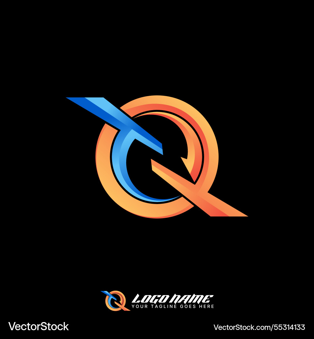 Initial tq qt tt font arrow techno sport science Initial tq qt tt font arrow techno sport science vector image