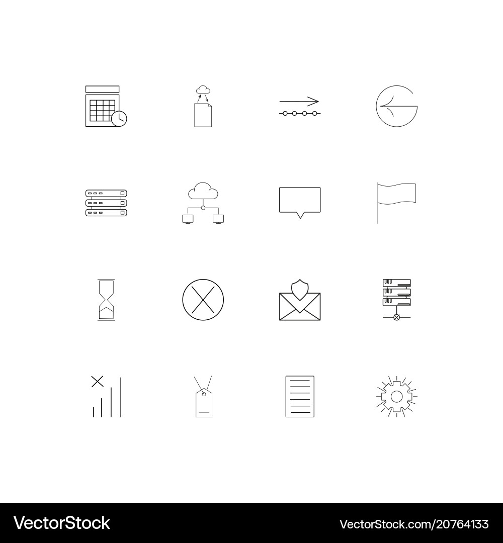 Internet technologies linear thin icons set Internet technologies linear thin icons set vector image