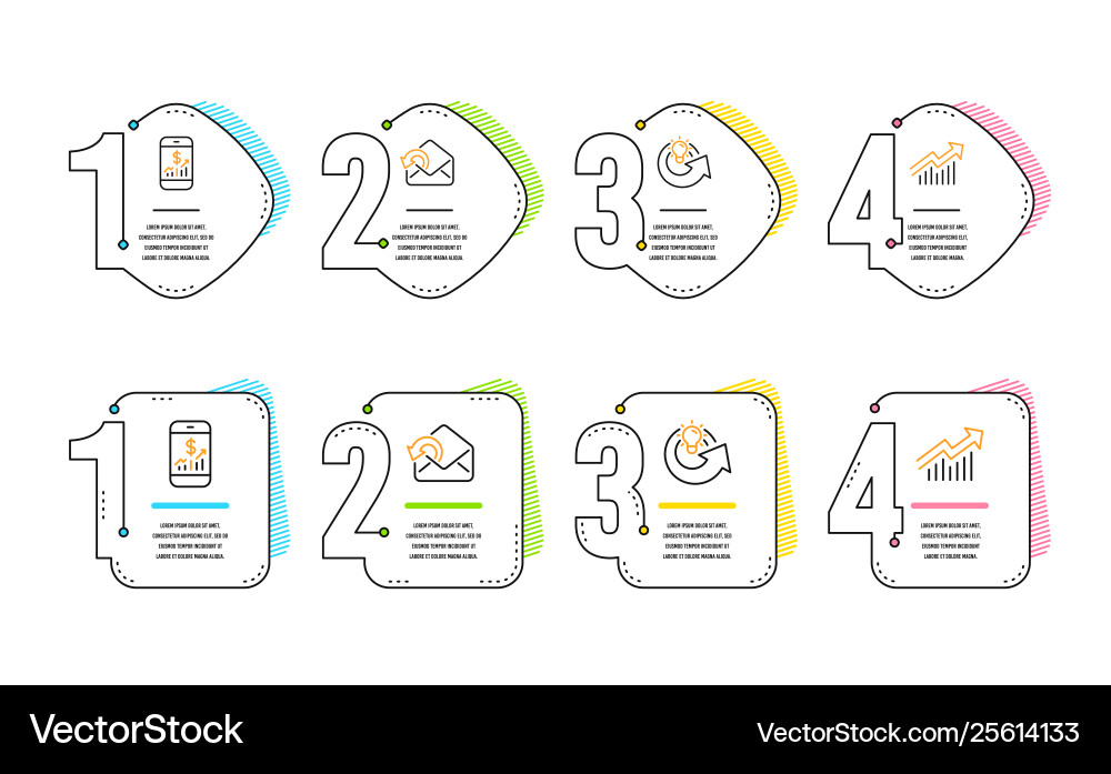 Mobile finance send mail and share idea icons set Vector Image