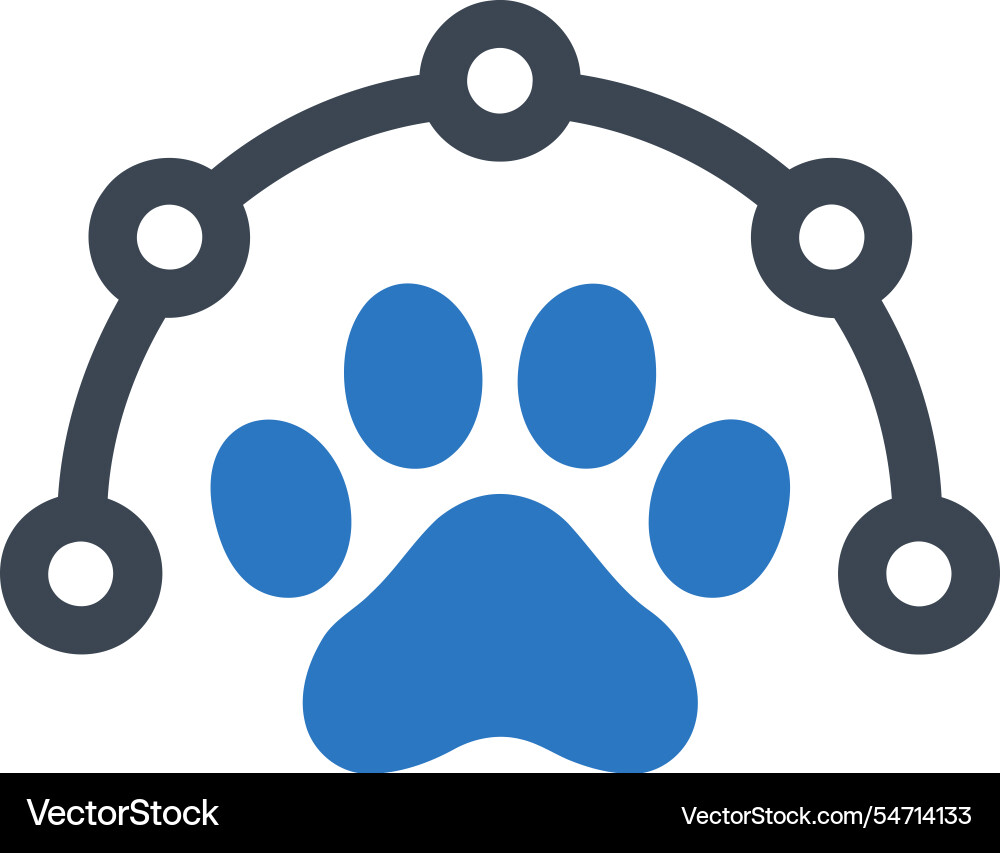 Pawprint tech nodes icon vector image