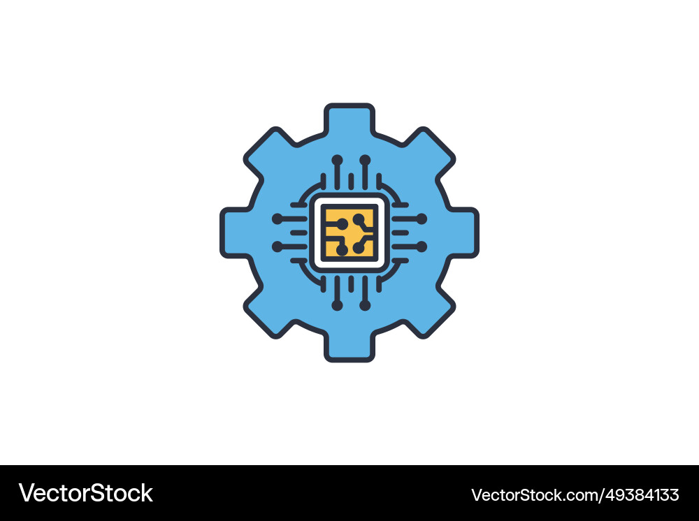Predictive maintenance icon wrench and cpu Predictive maintenance icon wrench and cpu vector image
