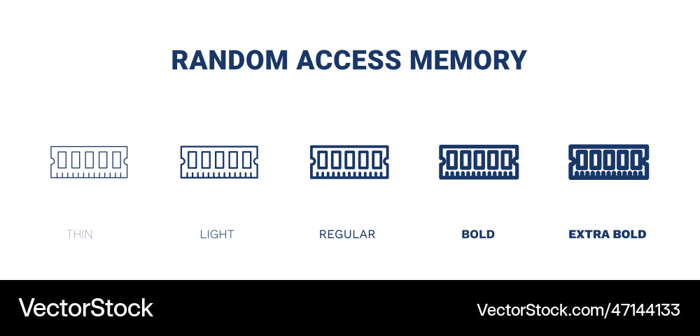 Random access memory icon thin light regular bold Random access memory icon thin light regular bold vector image