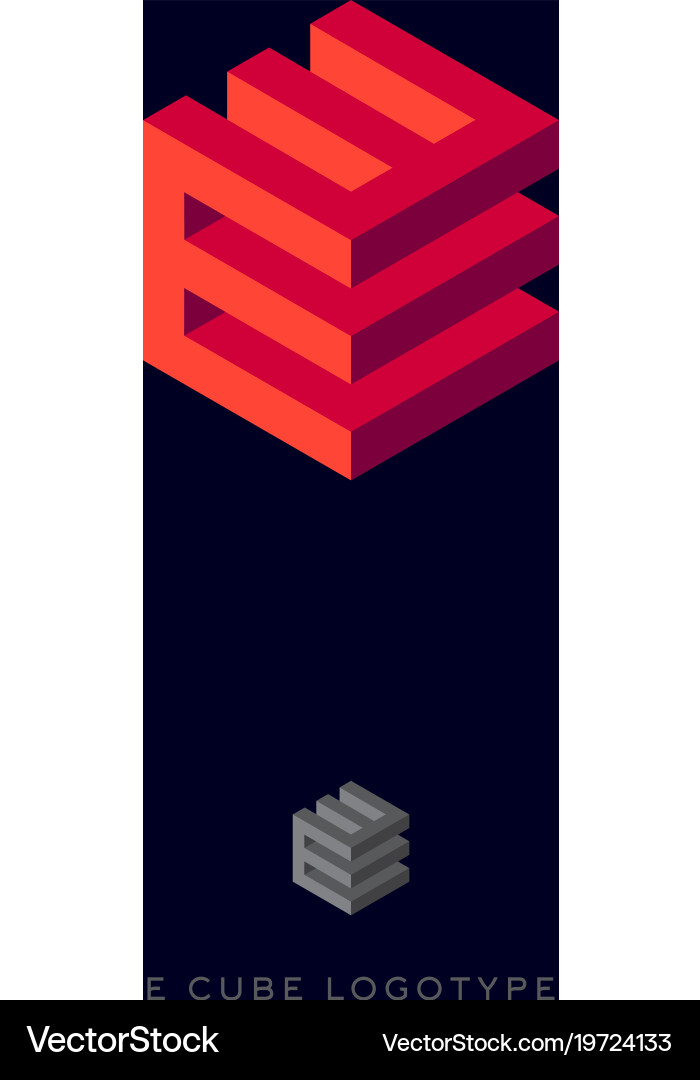 Red Cube Logo Monogram - Building Shape vector image