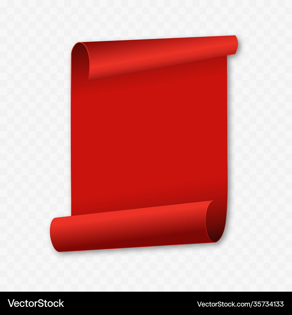 Redlistic red ribbon scroll or paper curved Redlistic red ribbon scroll or paper curved vector image