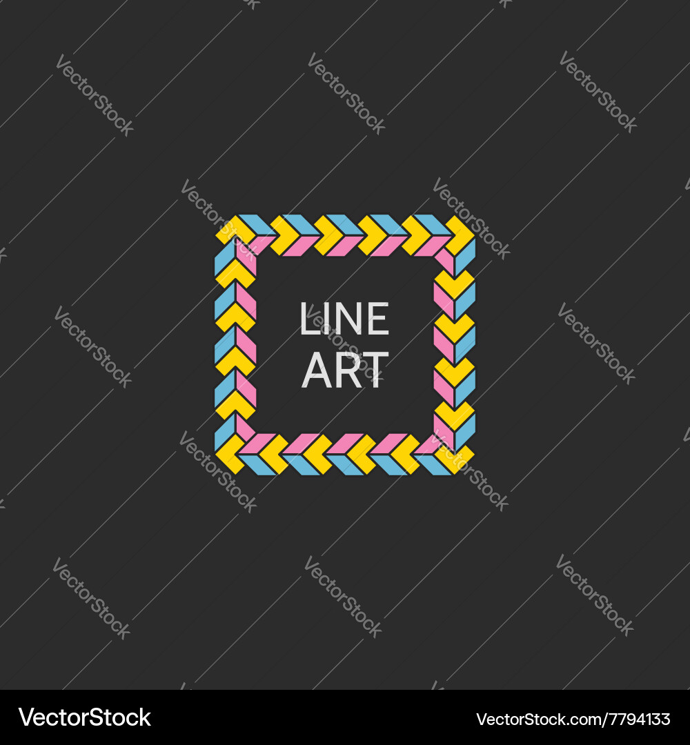 Retro frame with place for text line art design vector image