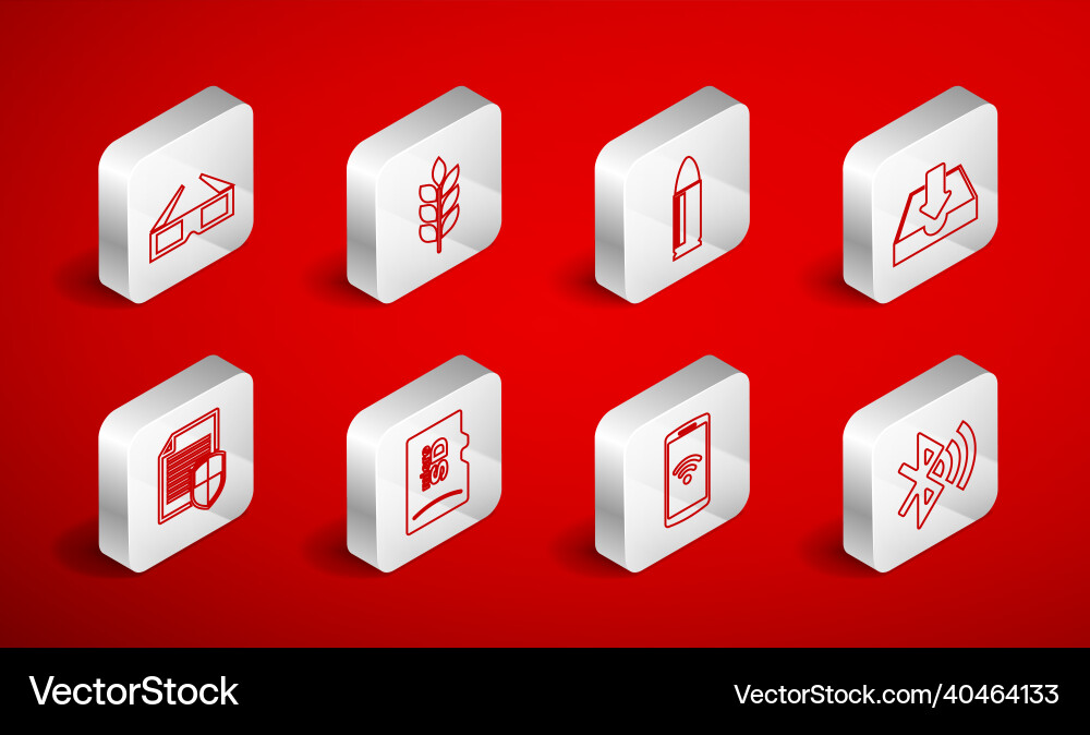 Set line bluetooth connected wheat bullet Set line bluetooth connected wheat bullet vector image