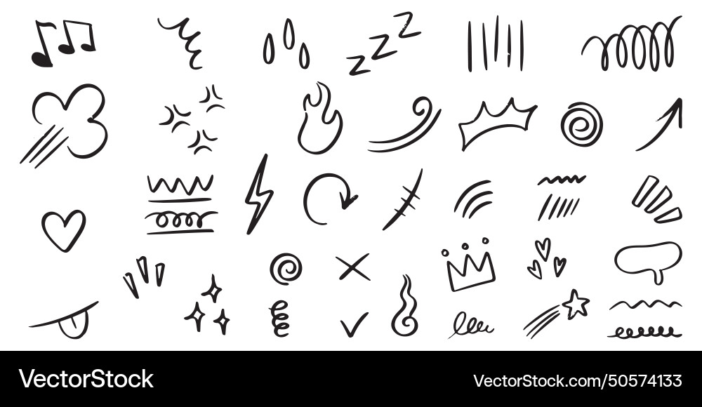 Set of hand drawn doodle expression sign vector image