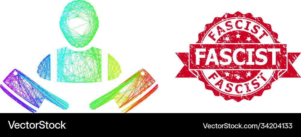 Textured fascist stamp and multicolored network Textured fascist stamp and multicolored network vector image