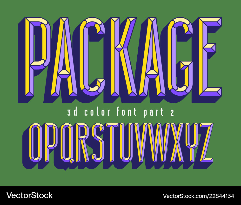 3d color font for product package design vector image