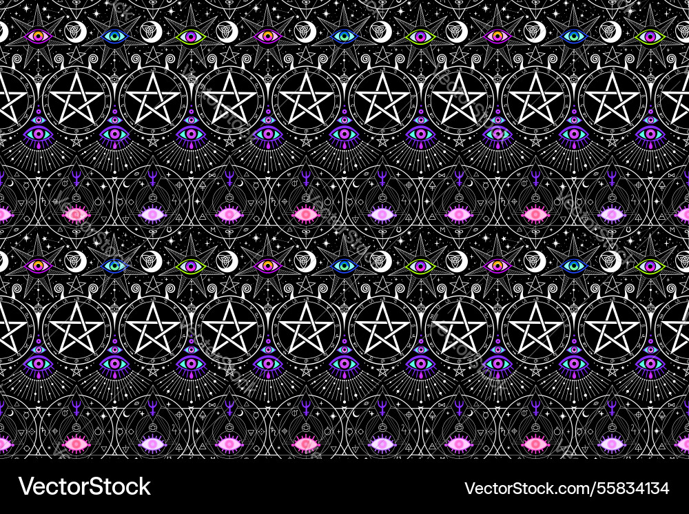 Abstract pattern of magical esoteric symbols Abstract pattern of magical esoteric symbols Vector Image