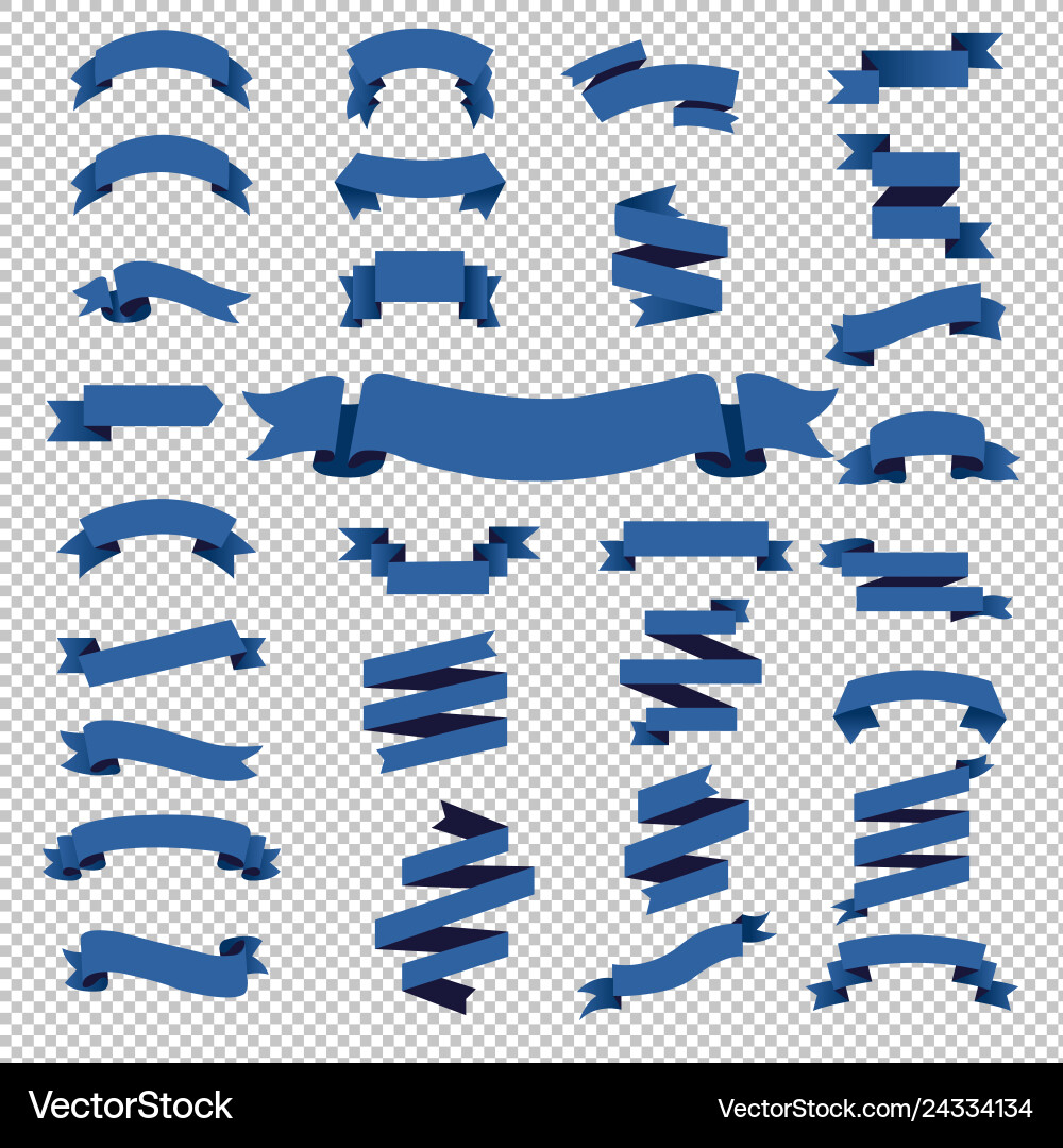 Blue web ribbon transparent background Royalty Free Vector