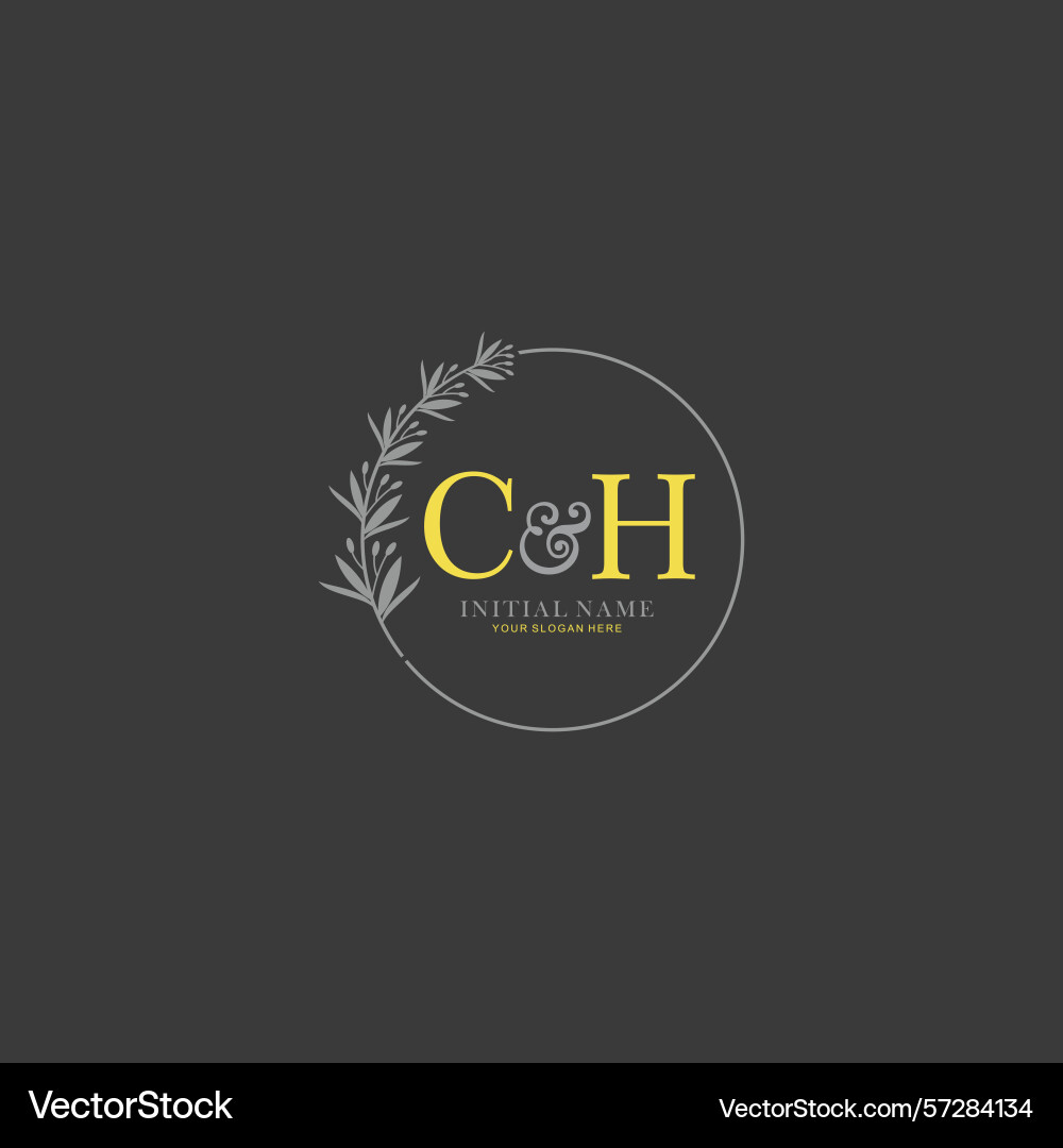 Ch initial logo templates with botanical elements Ch initial logo templates with botanical elements Vector Image