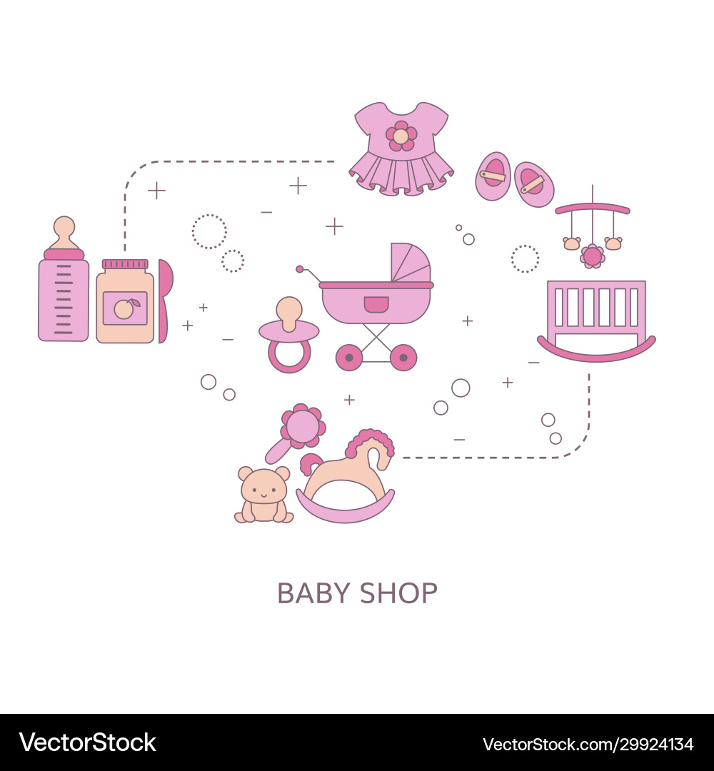 Concept baby shop with baitem icons Concept baby shop with baitem icons vector image