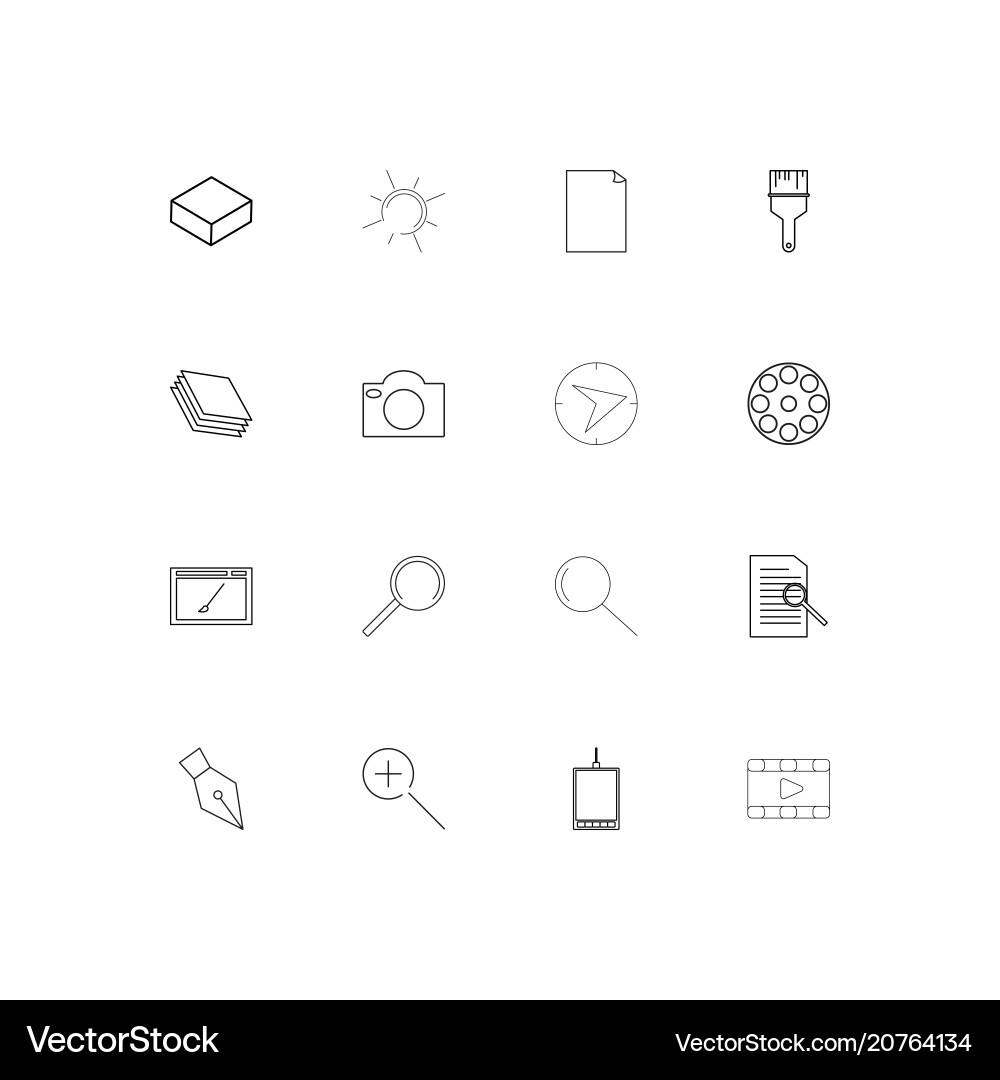Creative process and design linear thin icons set vector image