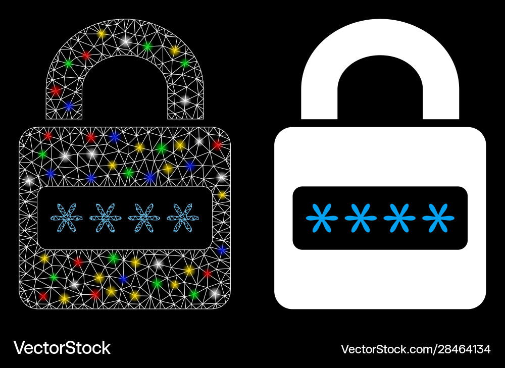 Flare mesh 2d password lock icon with spots Flare mesh 2d password lock icon with spots vector image