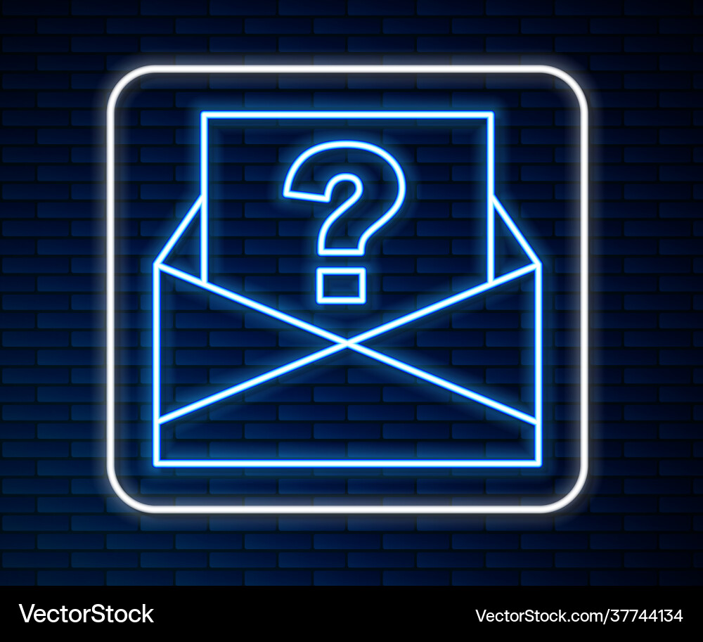 Glowing neon line envelope with question mark icon Glowing neon line envelope with question mark icon vector image