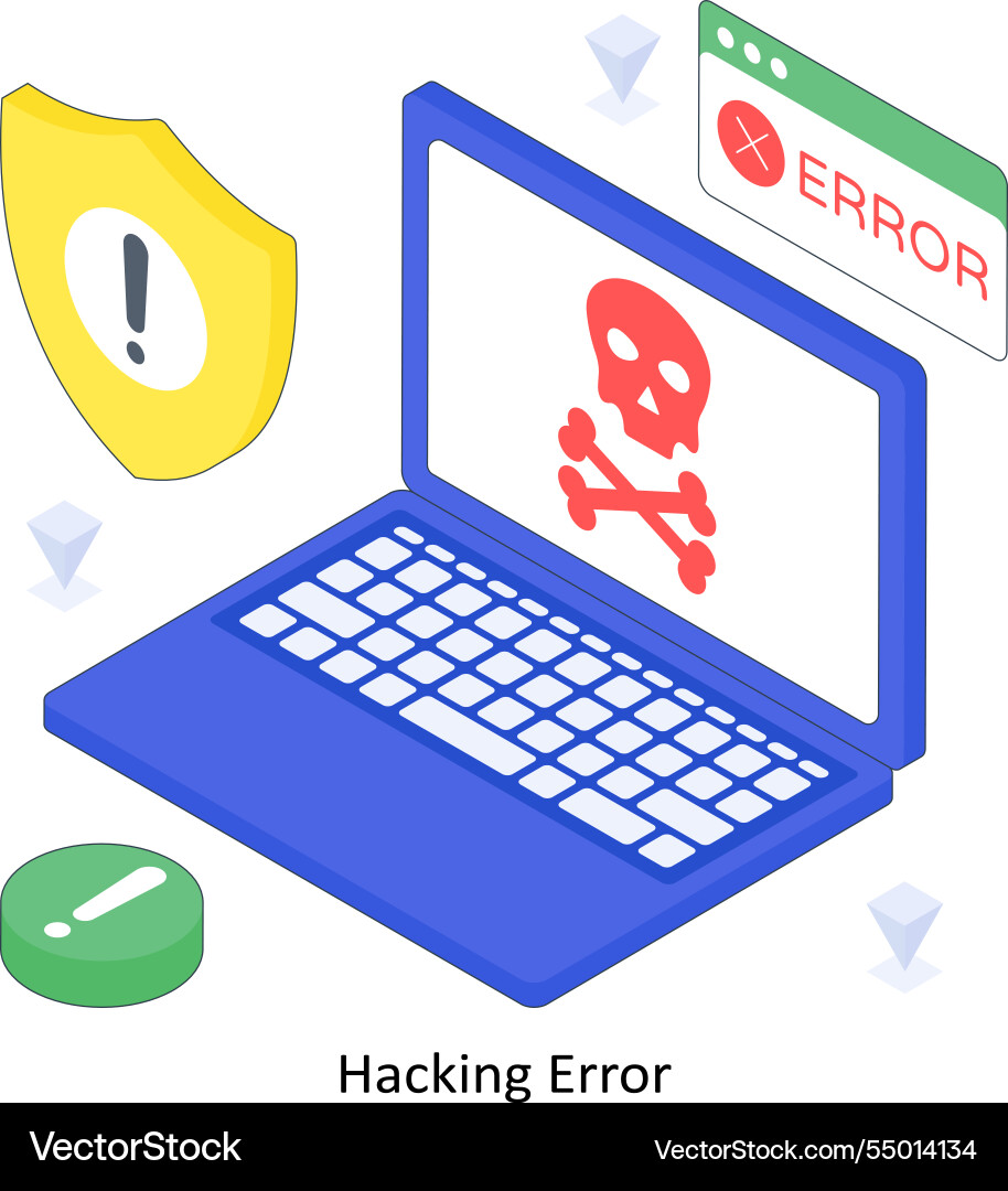 Hacking error isometric colored eps vector image