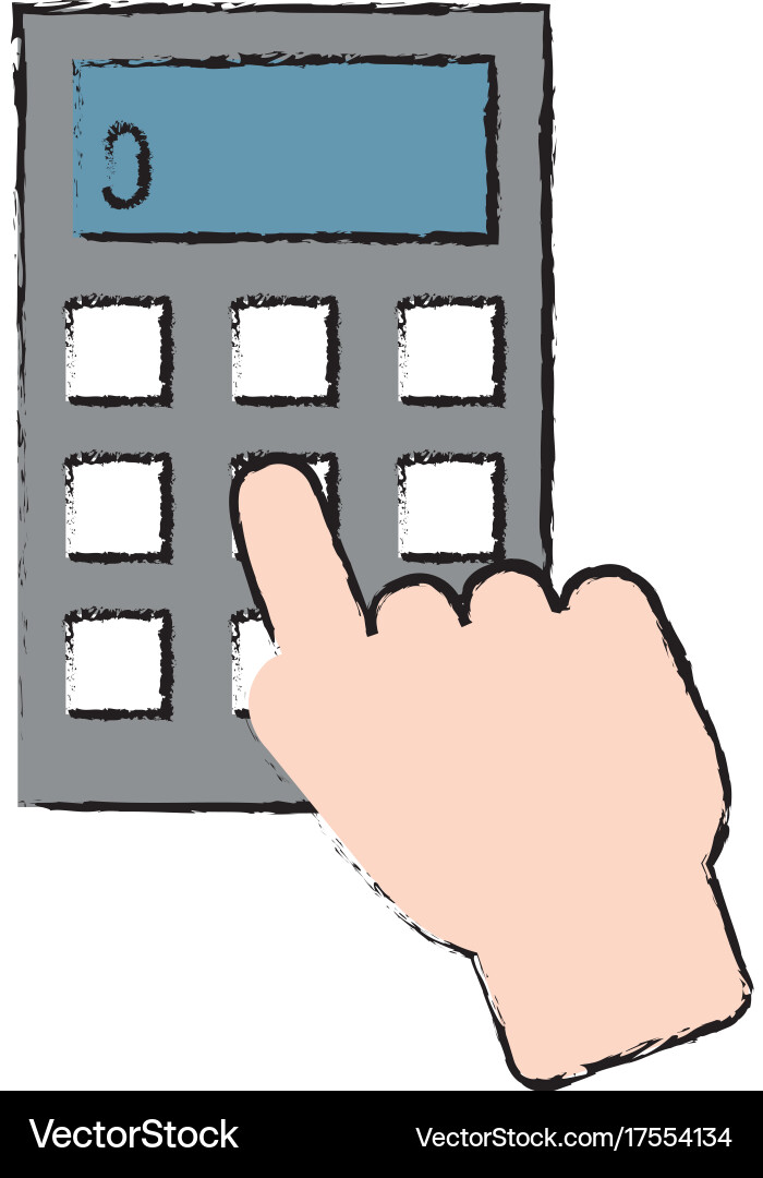 Hand user with calculator math isolated icon Vector Image