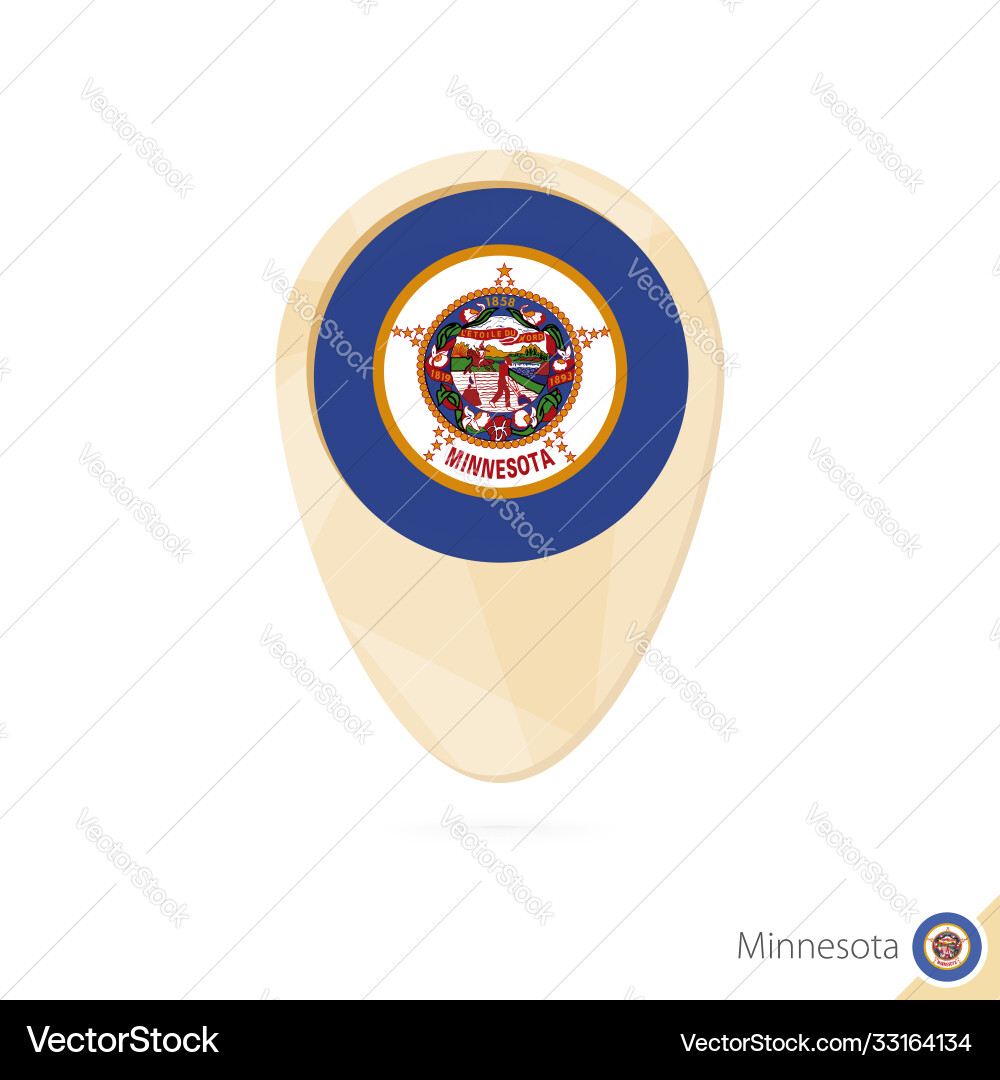 Map pointer with flag minnesota orange vector image