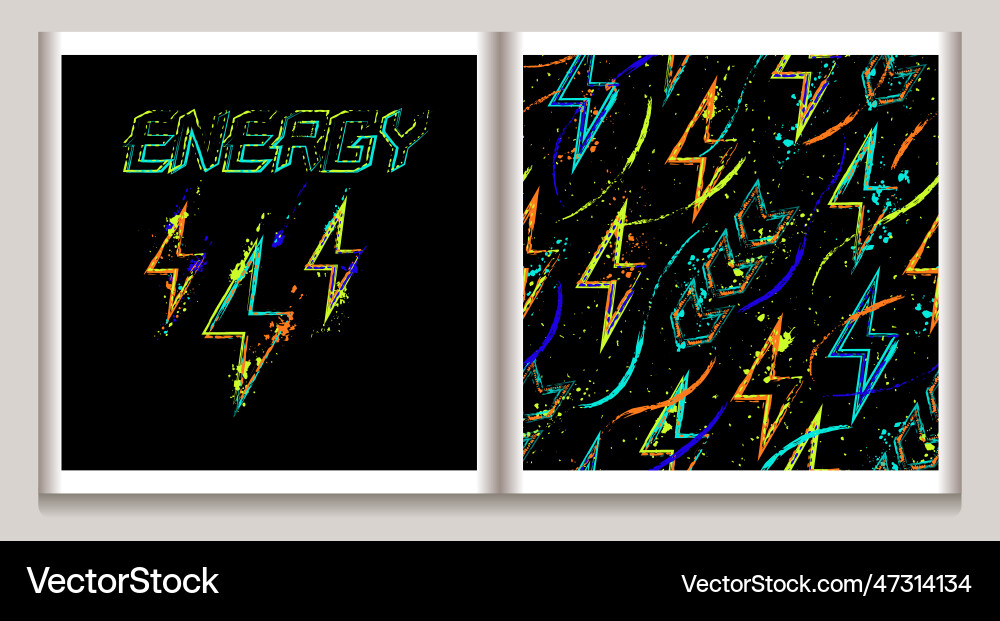 Neon label pattern with of ligthning pointers Neon label pattern with of ligthning pointers vector image