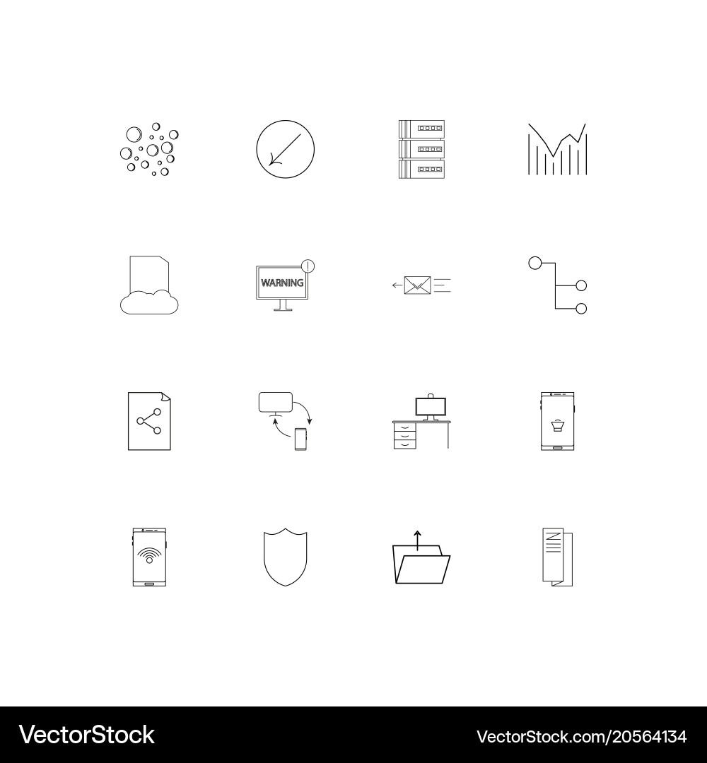 Network and database simple linear icons set Vector Image