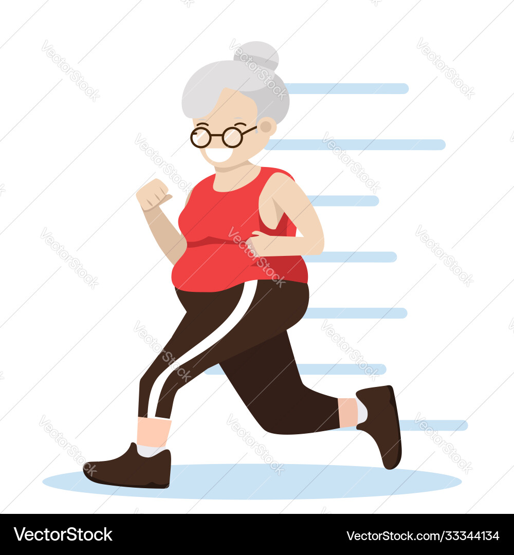 Old woman attractive running cartoon vector image