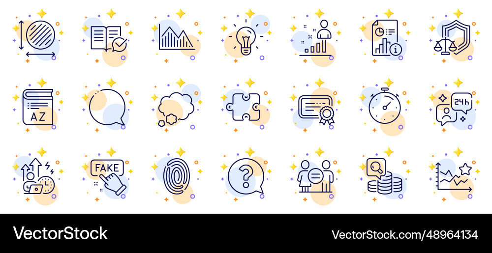 Outline set of investment graph stats and speech Outline set of investment graph stats and speech vector image